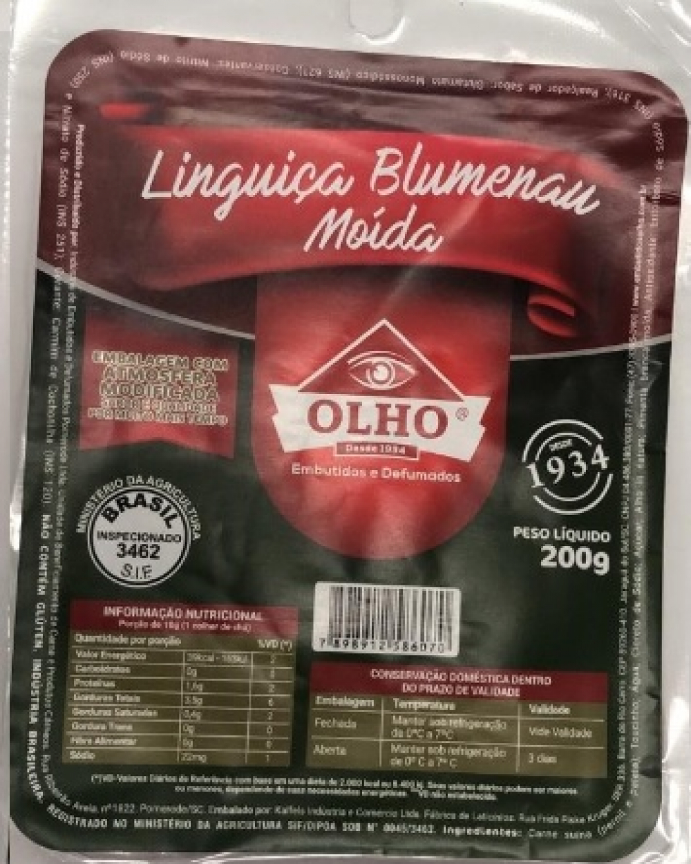 Linguiça Blumenau moída da Olho Embutidos terá embalagem com atmosfera modificada 