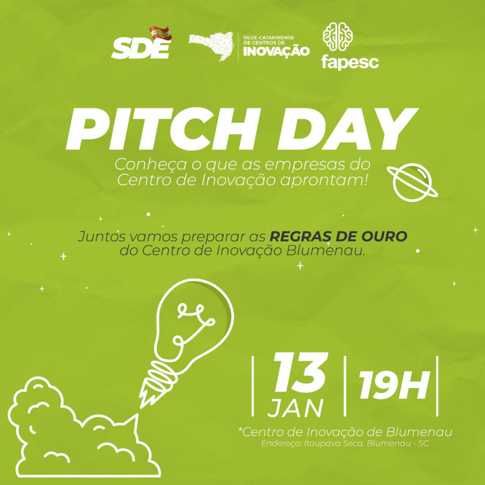 Pitch Day vai reunir todos os residentes do Centro de Inovação Blumenau