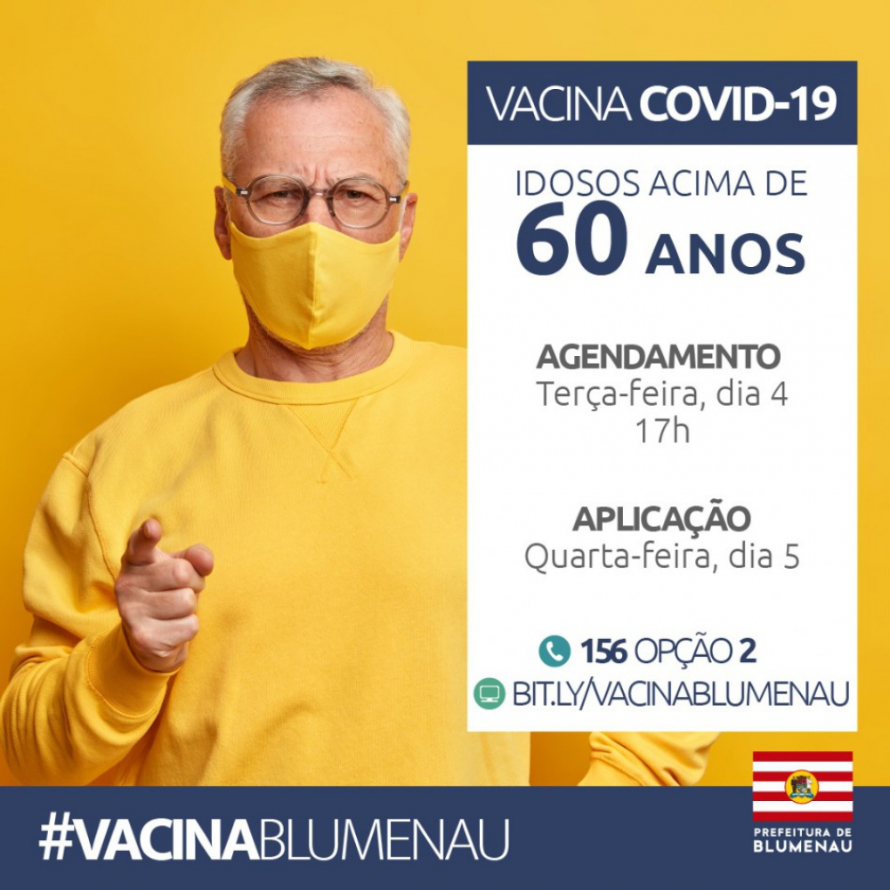 Prefeitura reabrirá agendamento para vacinação contra Covid-19 em idosos acima dos 60 anos