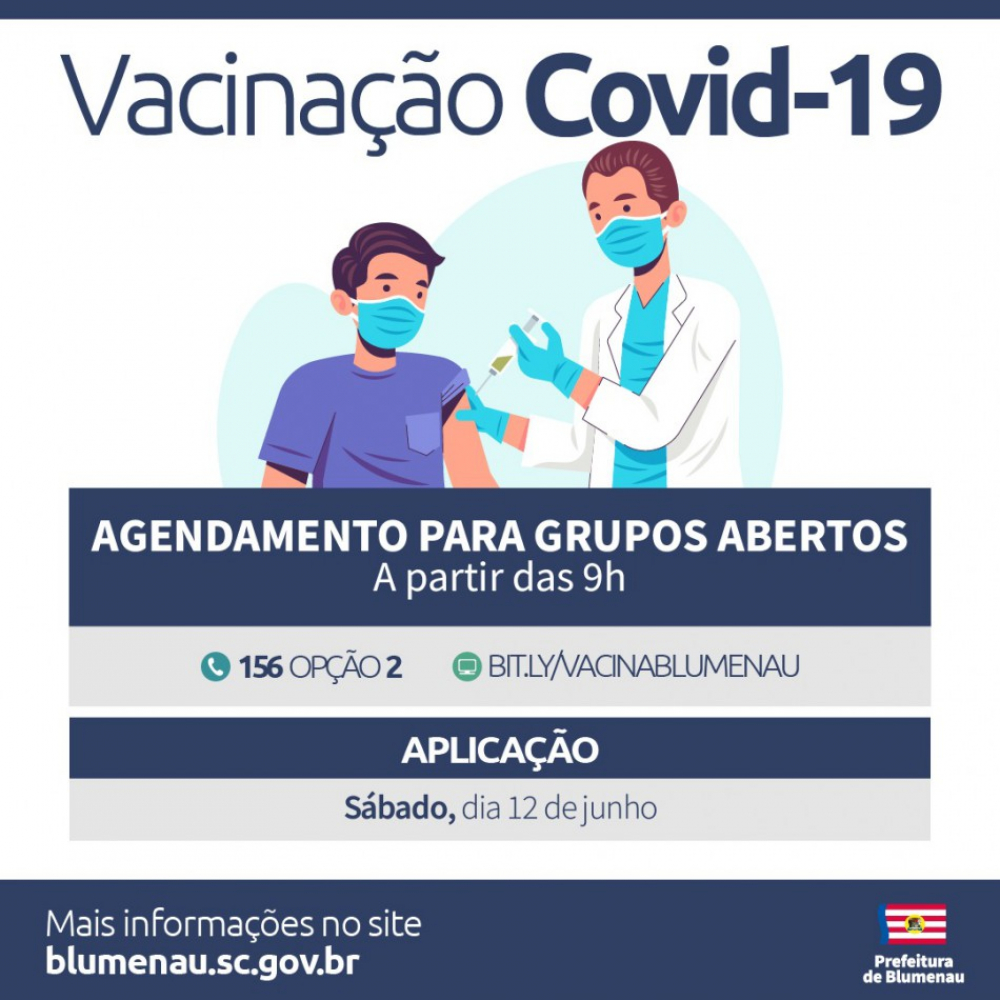 Prefeitura de Blumenau reabre agenda de vacinação contra a Covid-19 para pessoas acima dos 55 anos