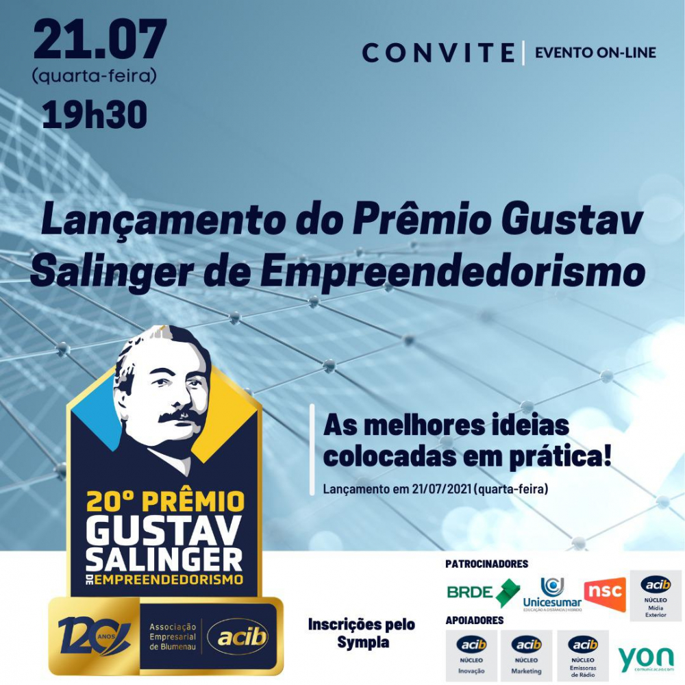 20º Edição do Prêmio Gustav Salinger de Empreendedorismo será lançada nesta quarta (21)