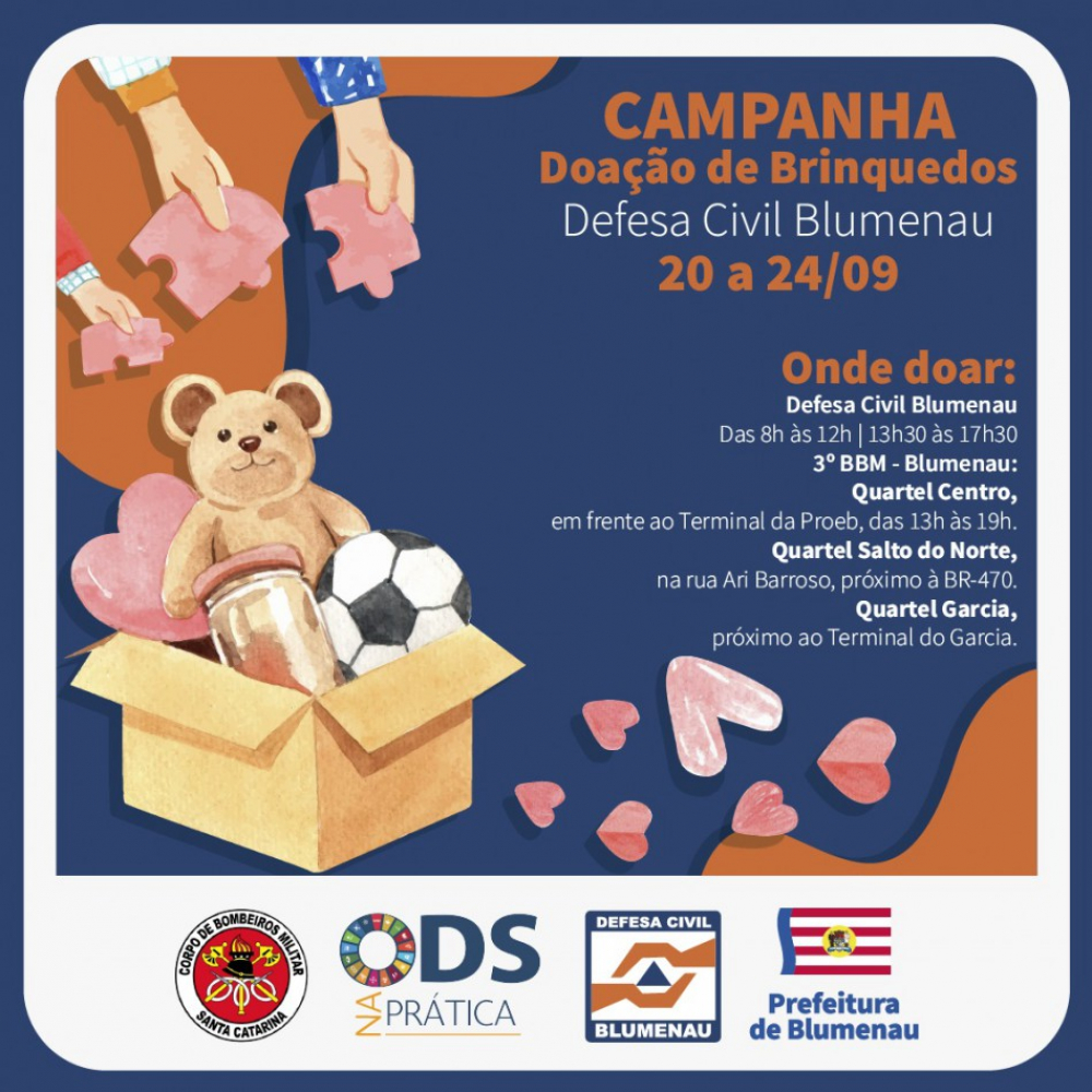 Defesa Civil inicia campanha de arrecadação de brinquedos