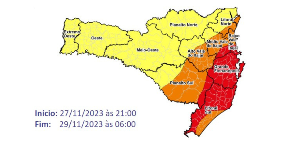 Previsão indica temporais com chuva intensa e volumosa a partir da noite desta segunda