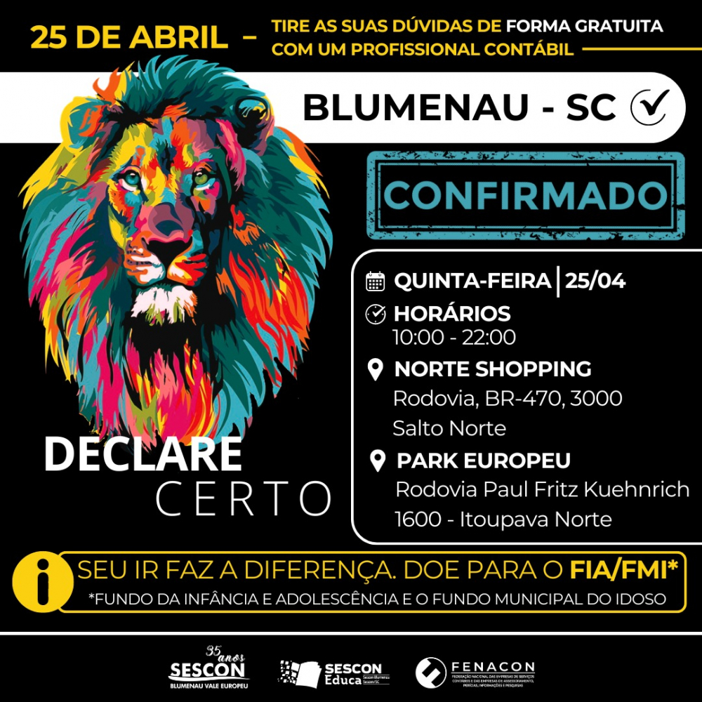 Sescon Blumenau Vale Europeu promove o evento para esclarecer dúvidas sobre o Imposto de Renda em 2024