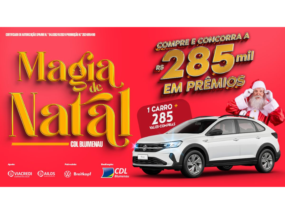 Campanha Magia de Natal CDL Blumenau: saiba como participar e quais as datas dos sorteios