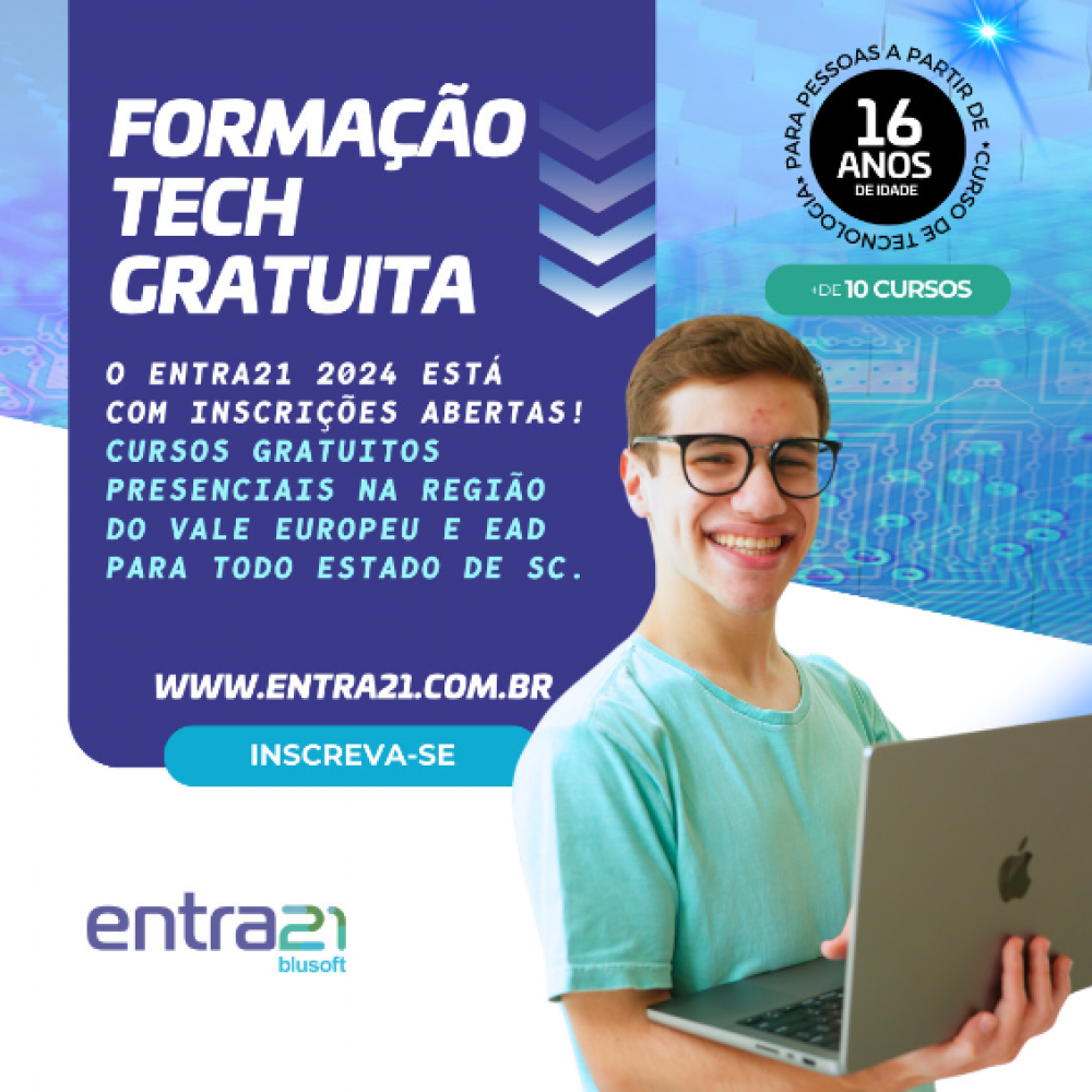Programa Entra21 oferece 550 vagas presenciais em sete cidades da região