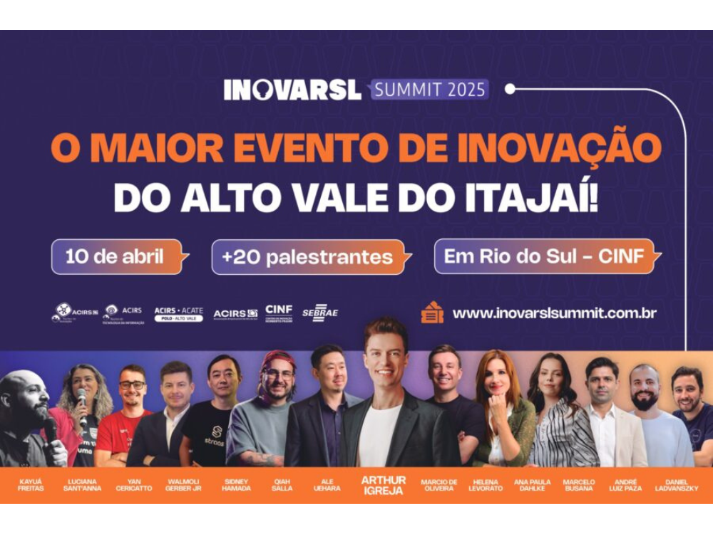 InovaRSL Summit 2025, maior evento de inovação e tecnologia do Alto Vale do Itajaí, acontece em abril