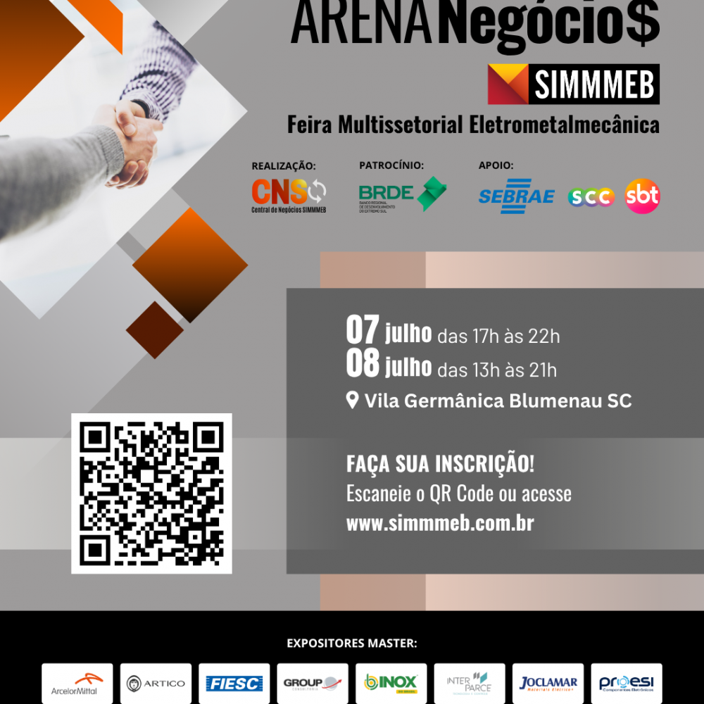 Arena Negócios 2025 deve reunir indústria regional em dois dias de conexões e oportunidades em Blumenau