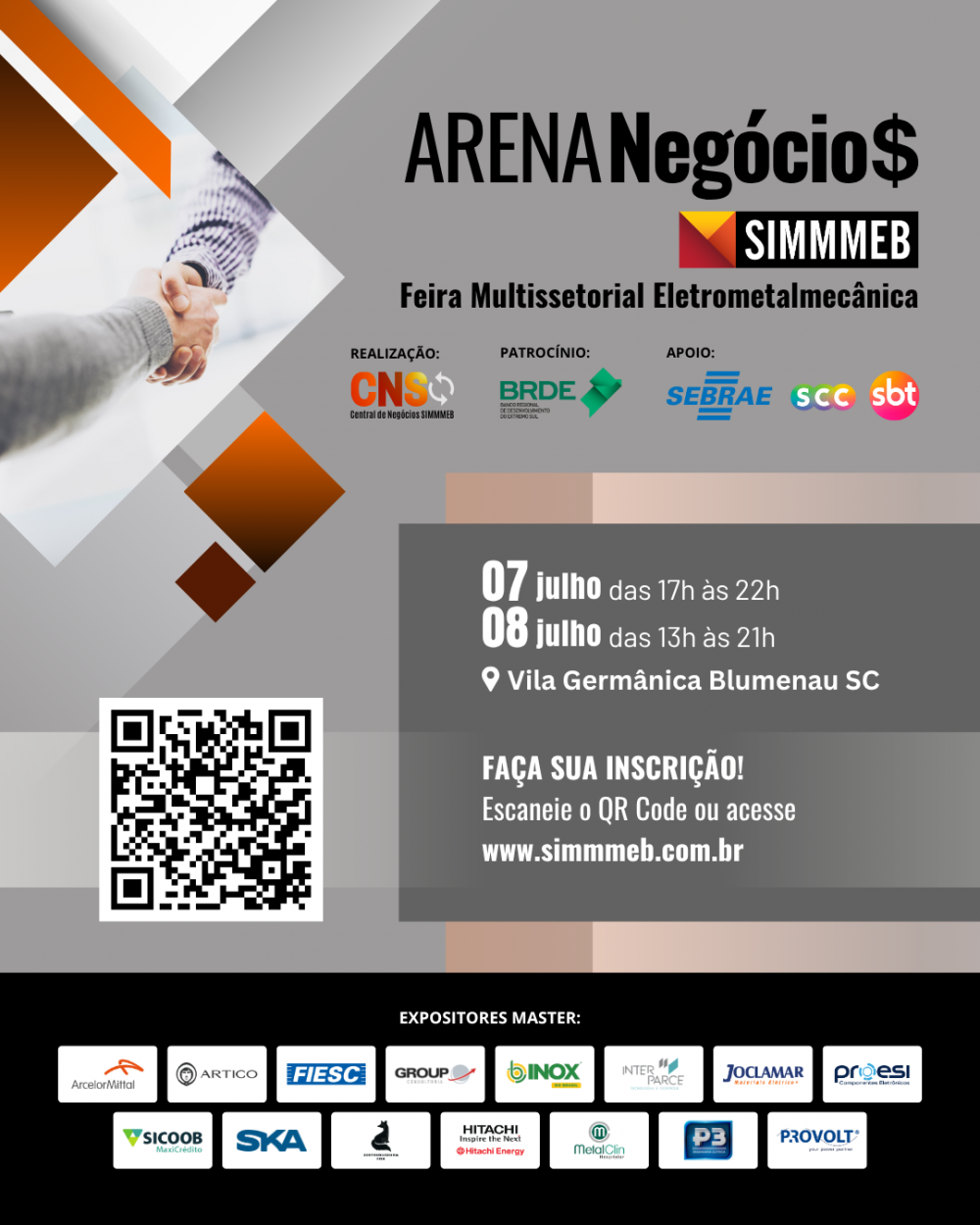 Arena Negócios 2025 deve reunir indústria regional em dois dias de conexões e oportunidades em Blumenau